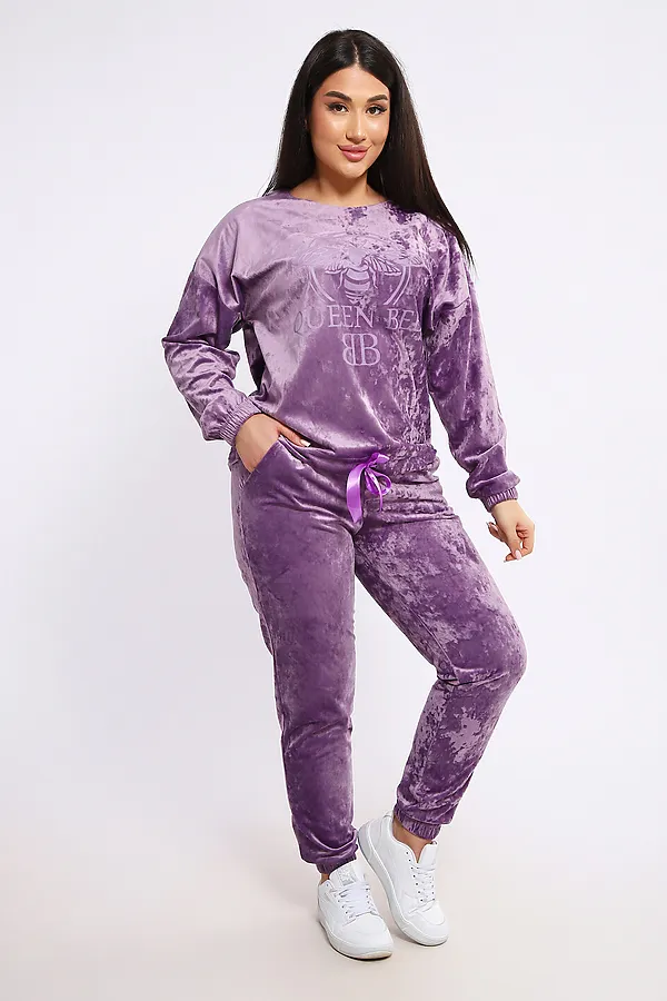 Костюм с брюками велюровый 635П НАТАЛИ, лаванда - фото 1