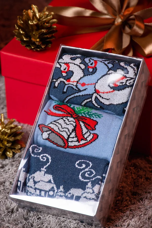 Носки стандарт Тройка (набор 3 пары) НАТАЛИ, голубой, джинс - фото 1