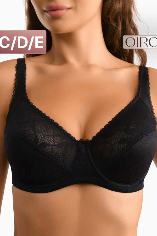 Бюстгальтер OIRO кружевной с мягкой чашей Oleandr 1415013 НАТАЛИ, черный - фото 1