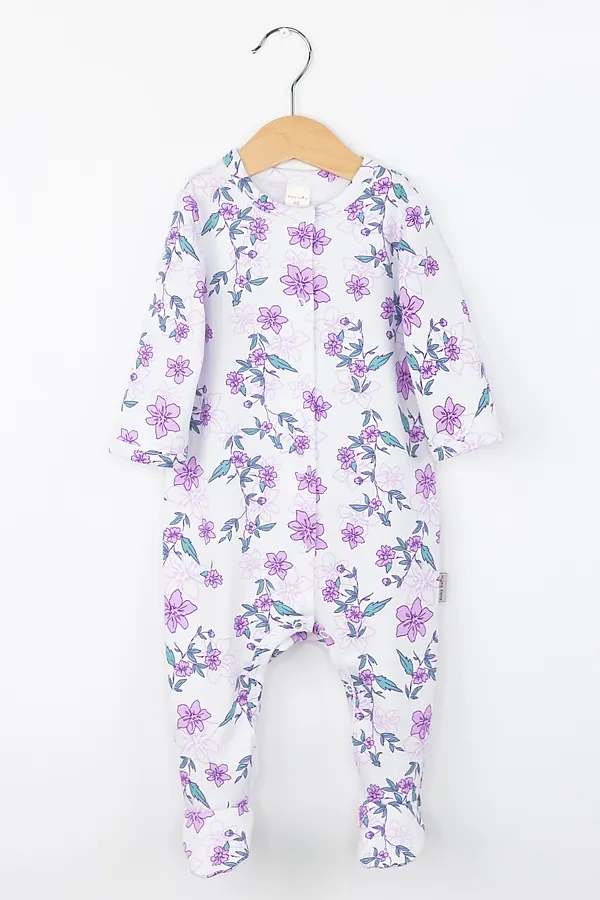 Комбинезон BABY BOOM, цветы сиреневые на белом - фото 1