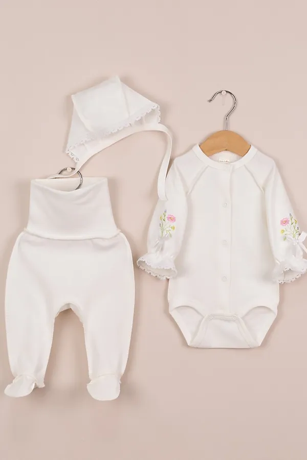 Комплект (Боди+Ползунки+Чепчик) BABY BOOM, молоко - фото 1