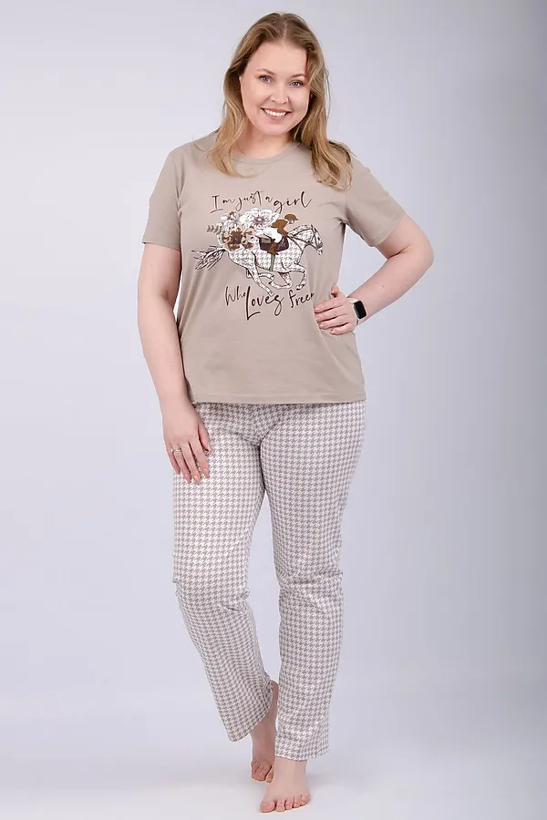 Пижама с брюками Вивианна 2 НАТАЛИ, белый/беж - фото 1