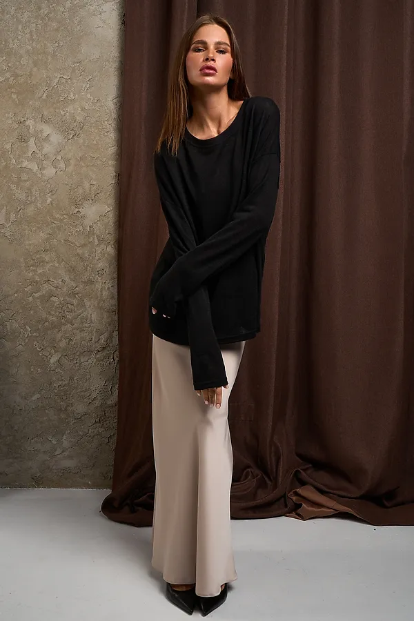 Лонгслив Флам НАТАЛИ, черный - фото 1