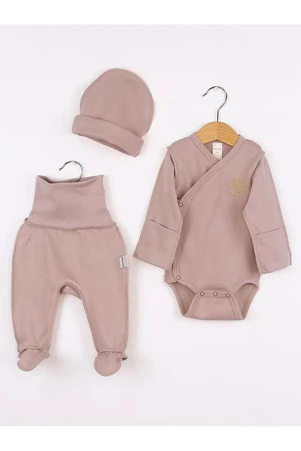 Комплект (Боди+Ползунки+Шапочка) BABY BOOM, бежевый - фото 1