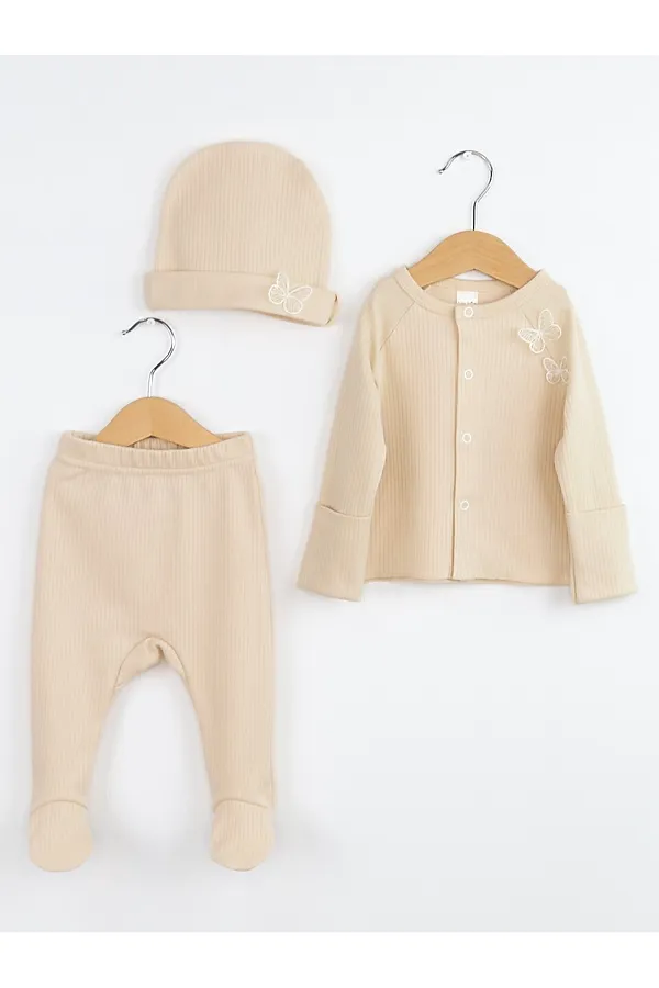 Комплект (Распашонка+Ползунки+Шапочка) BABY BOOM, шампань - фото 1