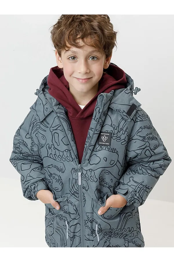 Куртка CROCKID, пыльно-бирюзовый, динозавры - фото 1