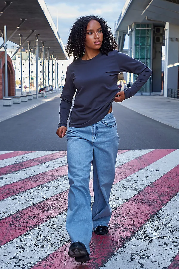 Лонгслив база НАТАЛИ, графит - фото 1