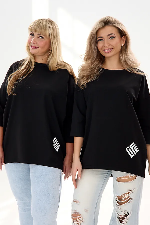 Лонгслив Футер life НАТАЛИ, черный - фото 1