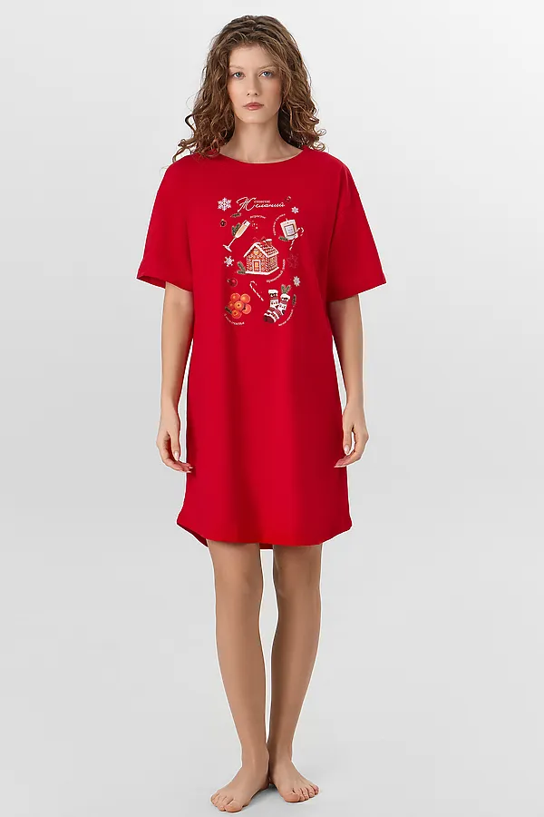 Сорочка ночная MARK FORMELLE, красный +печать2 - фото 1