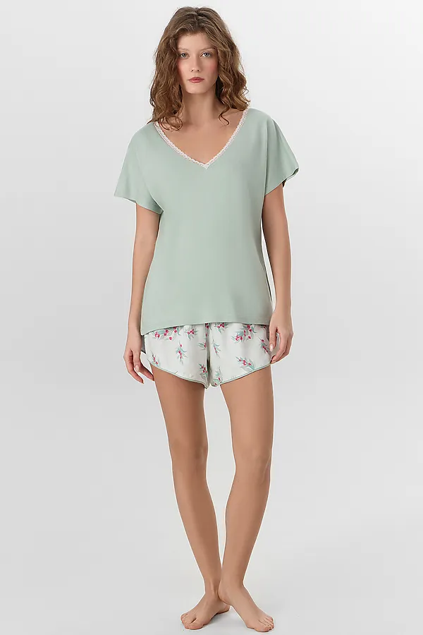Пижама MARK FORMELLE, эдельвейс +веточки на мятном - фото 1