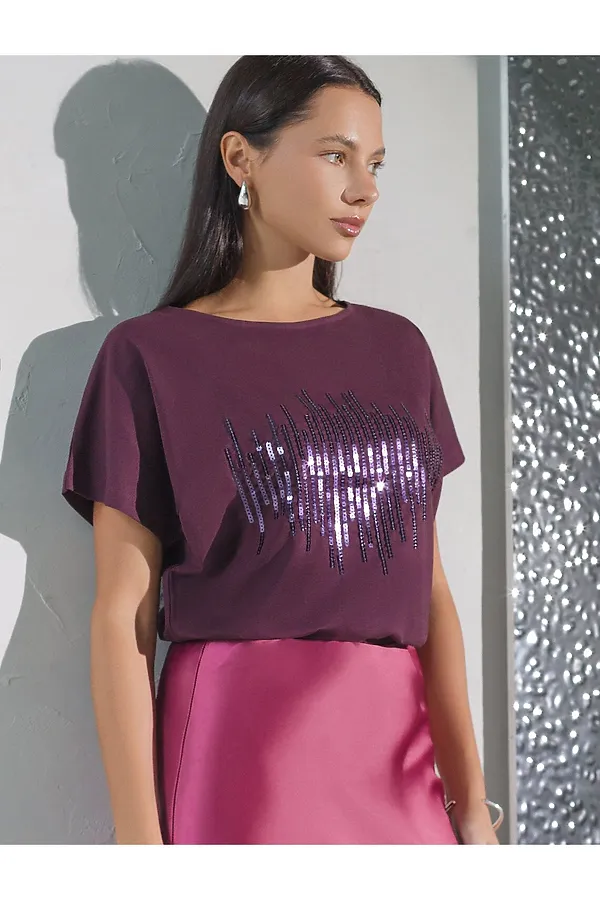 Футболка VILATTE, бургунди_stripes - фото 1