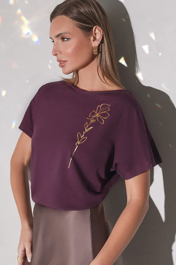 Футболка VILATTE, бургунди_цветок - фото 1