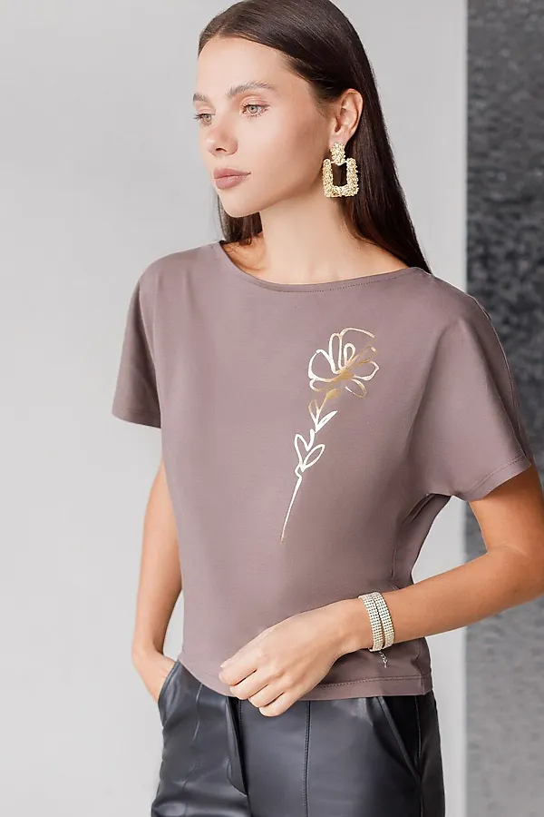 Футболка VILATTE, кофейный_цветок - фото 1