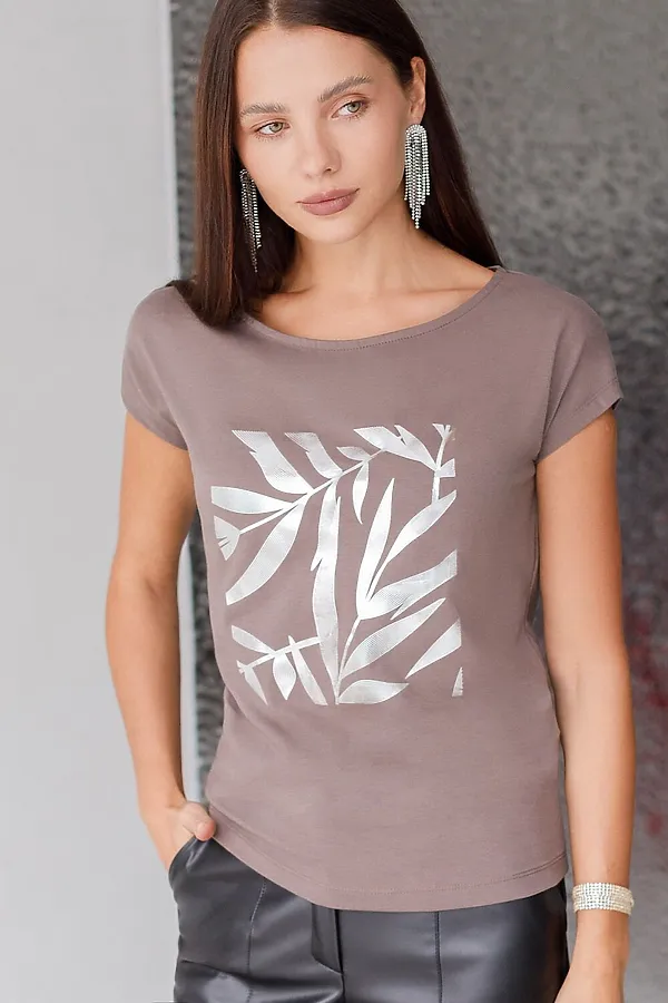 Футболка VILATTE, кофейный_листики - фото 1