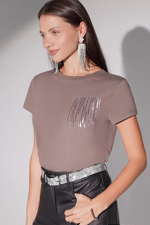 Футболка VILATTE, кофейный_блестки - фото 1