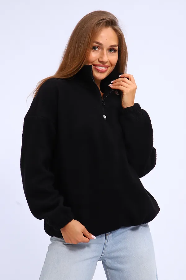 Толстовка плюшевая 001 НАТАЛИ, черный - фото 1