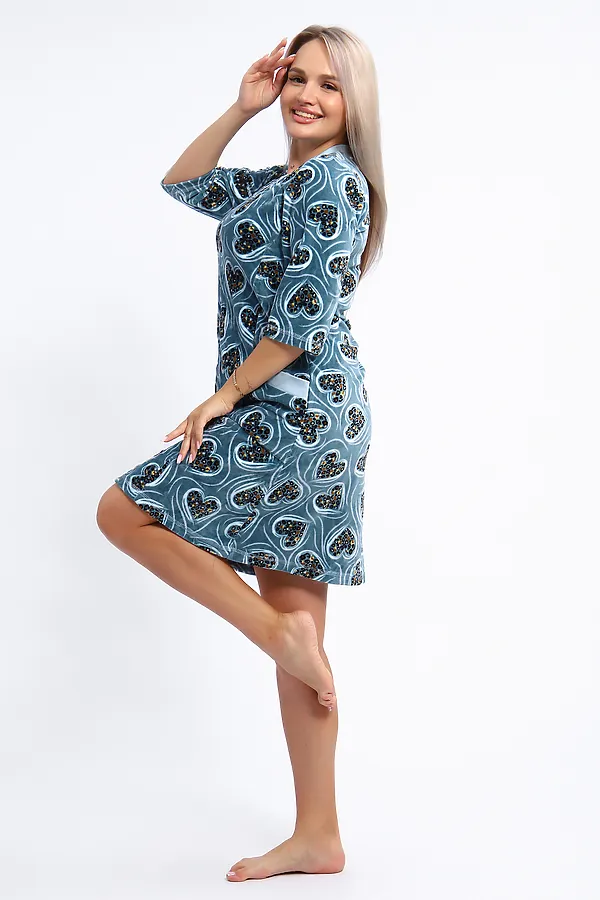 Халат 012 НАТАЛИ, серо-голубой - фото 1