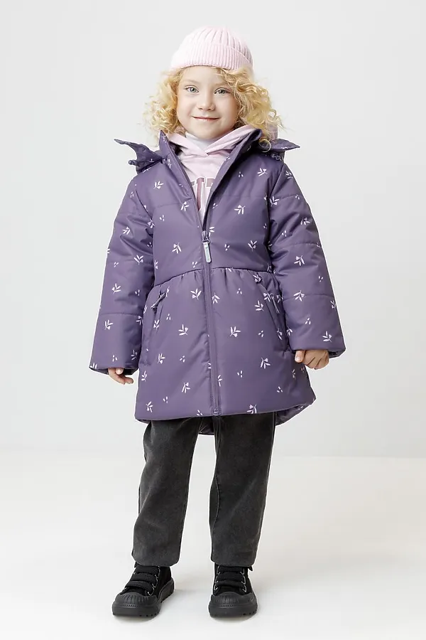 Куртка CROCKID, темный баклажан, мини цветы - фото 1