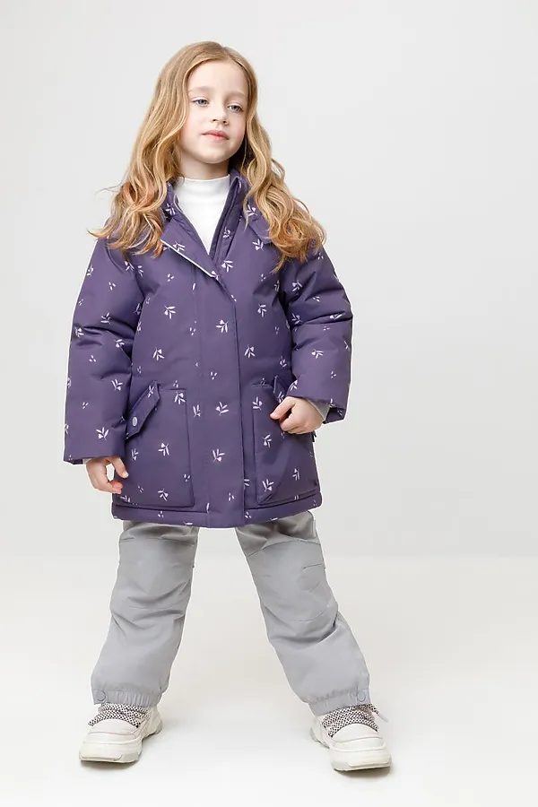 Куртка CROCKID, темный баклажан, мини цветы - фото 1