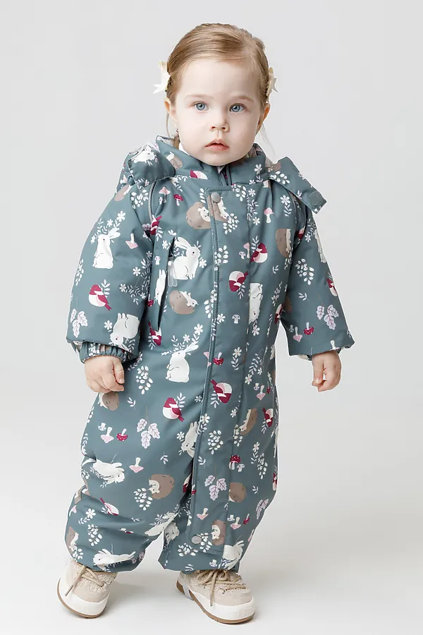 Комбинезон CROCKID, серо-голубой, лесные животные - фото 1