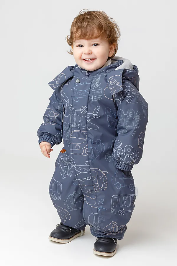 Комбинезон CROCKID, синий, игрушечный транспорт - фото 1