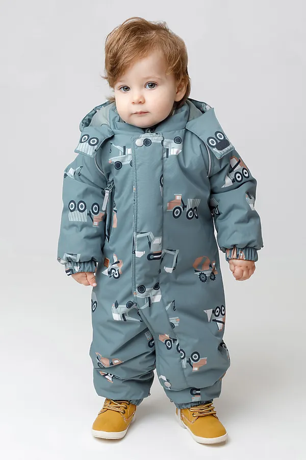 Комбинезон CROCKID, пыльно-бирюзовый, строительная техника - фото 1