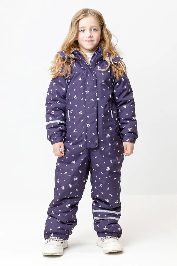 Комбинезон CROCKID, темно-сливовый, красивые цветы - фото 1
