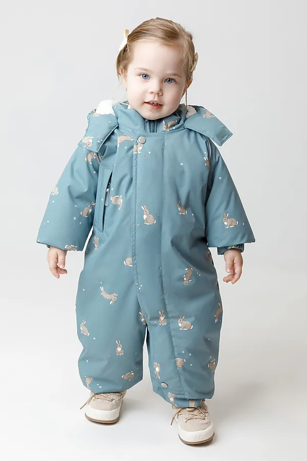 Комбинезон CROCKID, свинцовый, кролики и цветы - фото 1