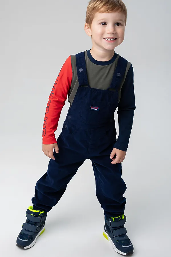 Полукомбинезон текстильный для мальчиков PLAYTODAY, тёмно-синий - фото 1