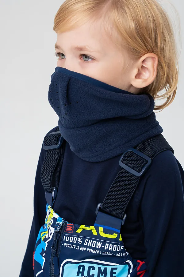 Шарф-снуд трикотажный для мальчиков PLAYTODAY, тёмно-синий - фото 1