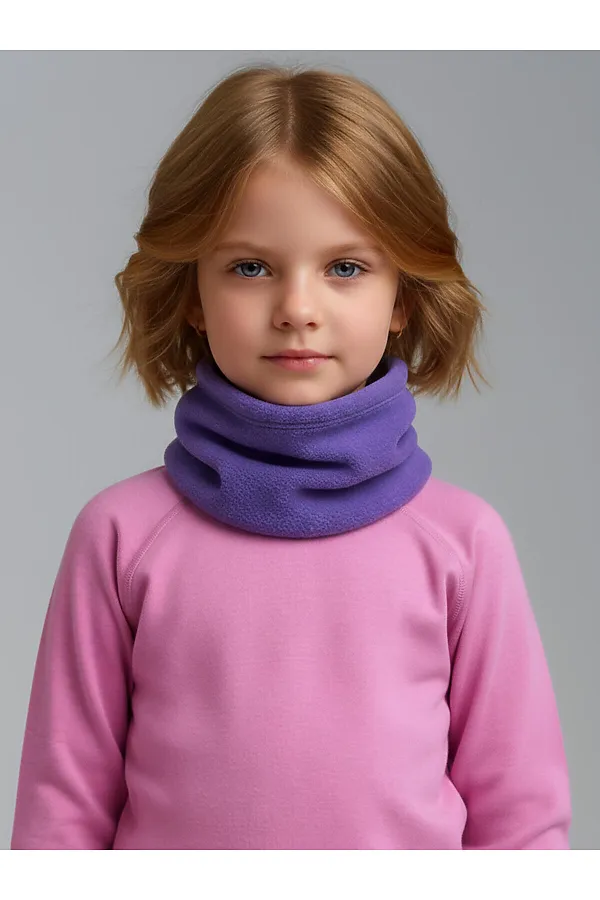 Шарф-снуд трикотажный для девочек PLAYTODAY, фиолетовый неоновый - фото 1