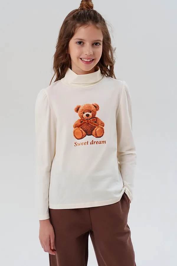 Водолазка трикотажная для девочек PLAYTODAY, молочный - фото 1