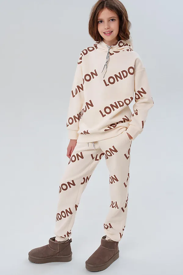 Комплект трикотажный для девочек: толстовка, брюки PLAYTODAY, молочный - фото 1