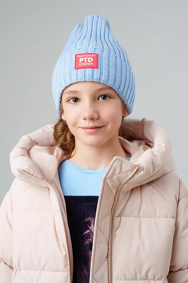 Шапка трикотажная для девочек PLAYTODAY, голубой - фото 1