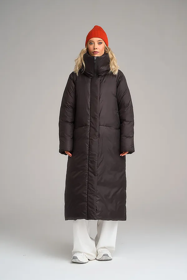 Пуховик женский HOOPS, коричневый - фото 1