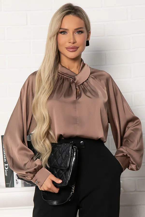 Блуза Элеонора LADY TAIGA, коричневая - фото 1