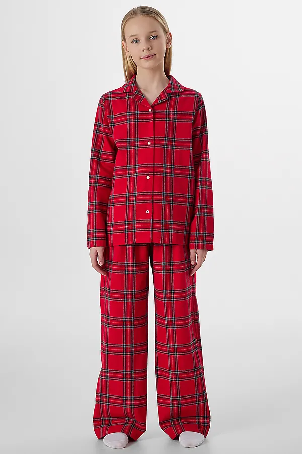 Комплект для девочек (рубашка, брюки) MARK FORMELLE, клетка на красном - фото 1