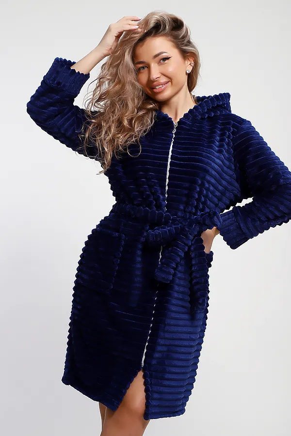 Халат 5718 НАТАЛИ, вельветово-синий - фото 1