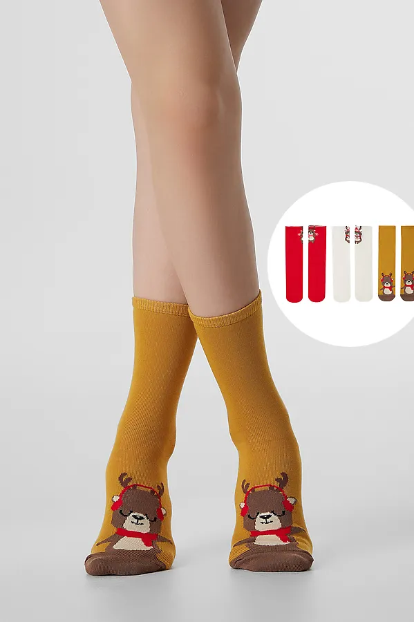 Носки детские (3 пары) MARK FORMELLE, св.кэмел /я.красный /молочный/ - фото 1