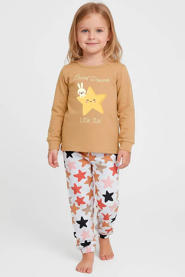 Пижама интерлок YOULALA, коричневый - фото 1