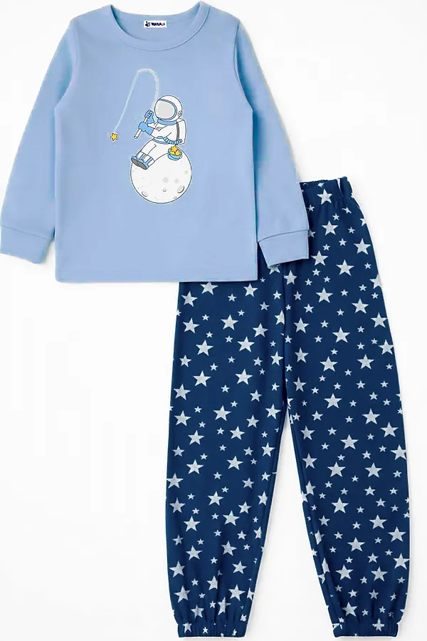 Пижама интерлок YOULALA, голубой - фото 1