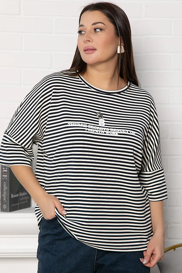 Блуза Монтана LADY TAIGA, бело-синяя - фото 1