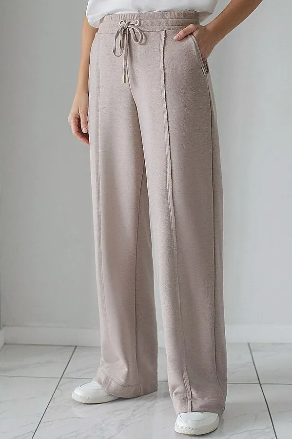 Брюки прямые из премиального футера двухнитки с эластаном VILATTE, макиато меланж - фото 1