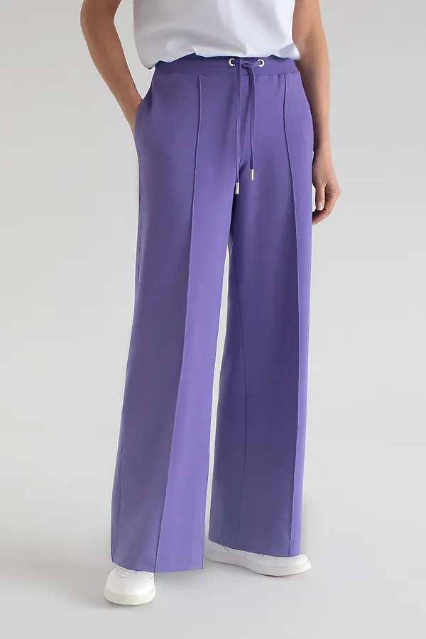 Прямые трикотажные брюки на резинке из футера двухнитки эластичные VILATTE, лавандовый - фото 1