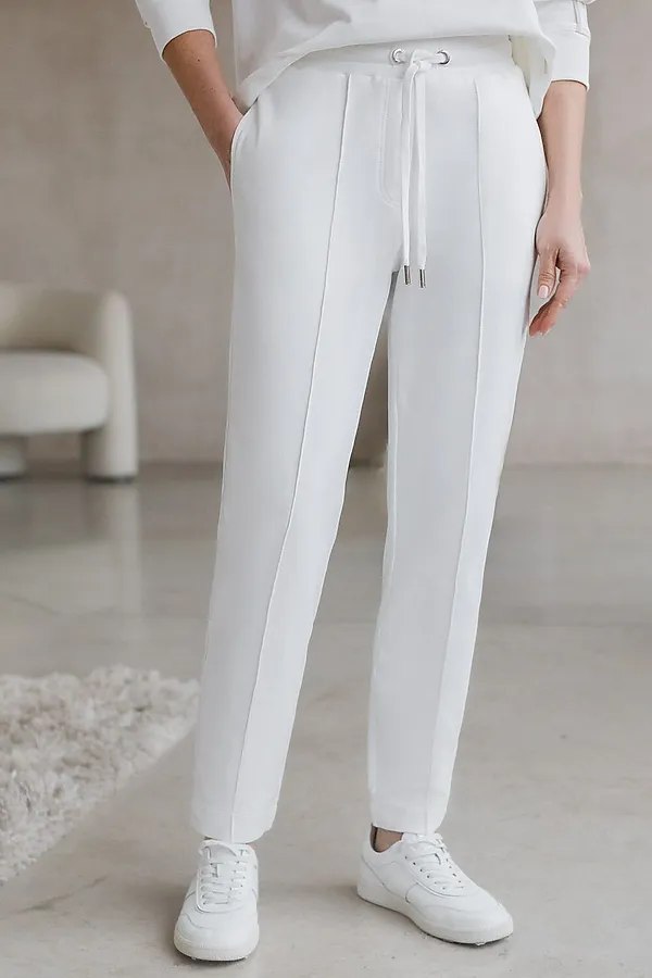 Трикотажные брюки на резинке из футера двухнитки эластичные VILATTE, белый - фото 1