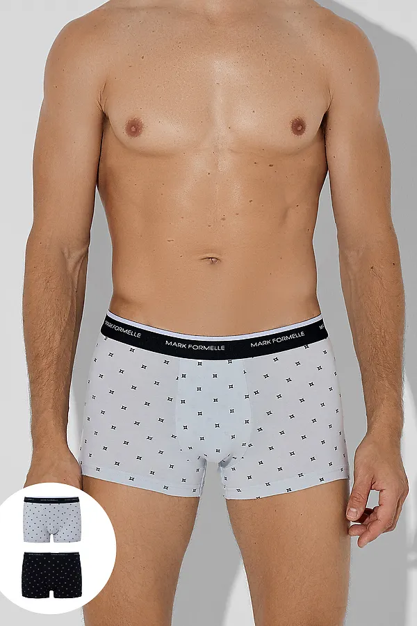 Трусы мужские (2шт) MARK FORMELLE, квадраты на св.сером +квадраты на черном - фото 1