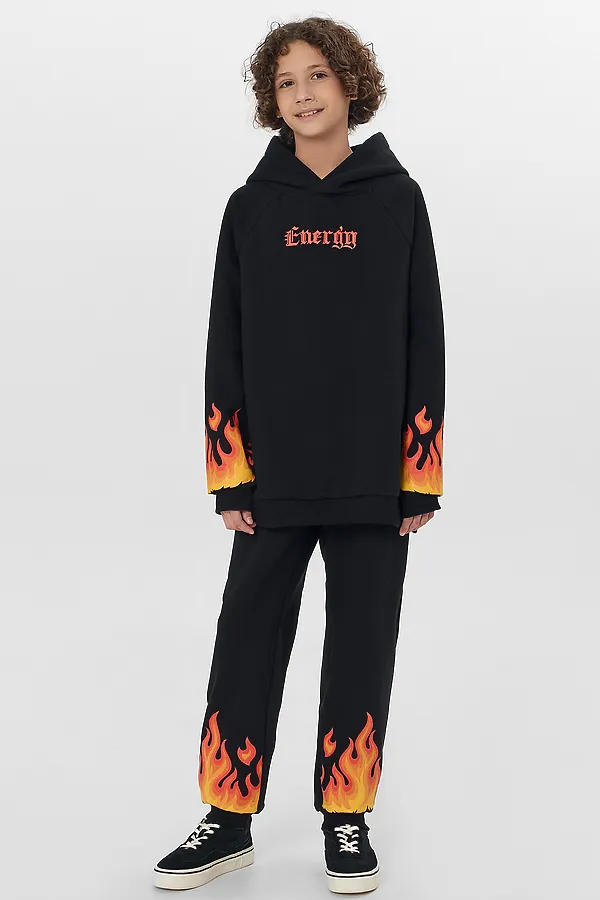 Комплект для мальчиков (худи, брюки) MARK FORMELLE, черный +печать - фото 1