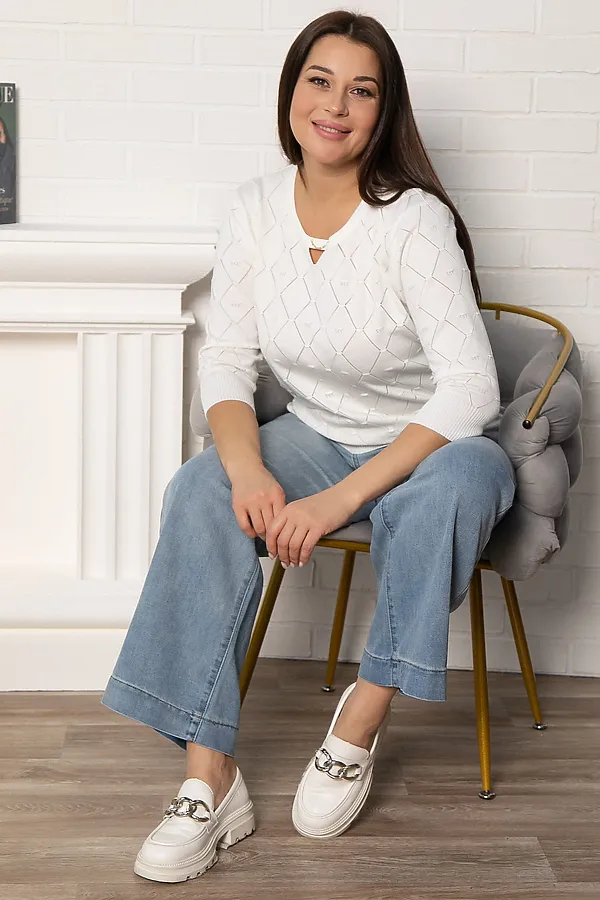 Блуза Нежный узор LADY TAIGA, молочная - фото 1