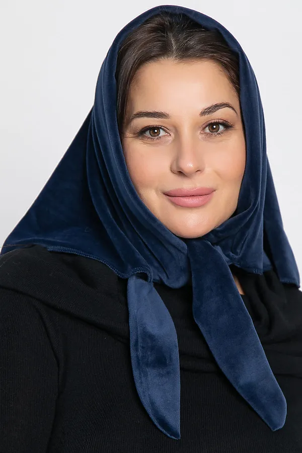 Косынка с завязками Велюр LADY TAIGA, синяя - фото 1