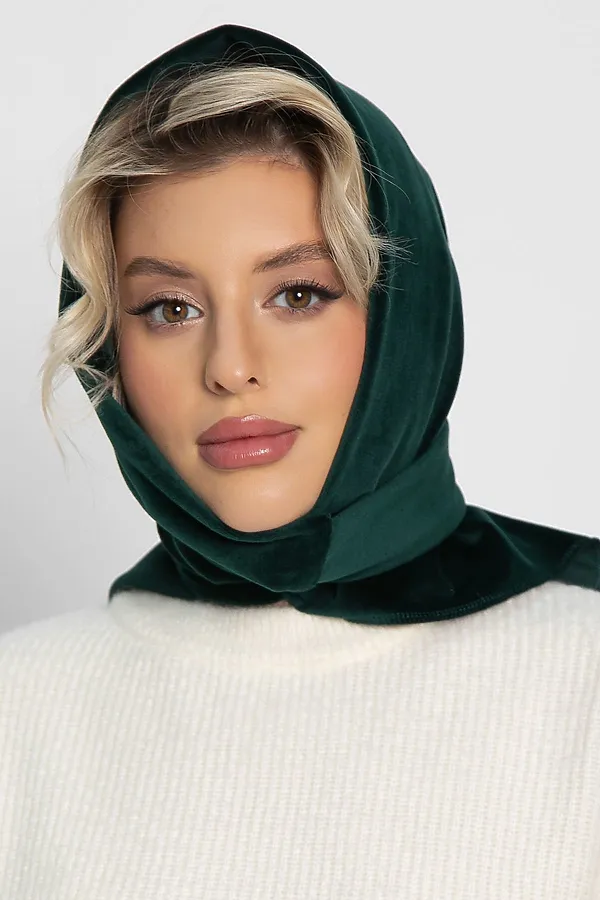 Косынка с завязками Велюр LADY TAIGA, зеленая - фото 1
